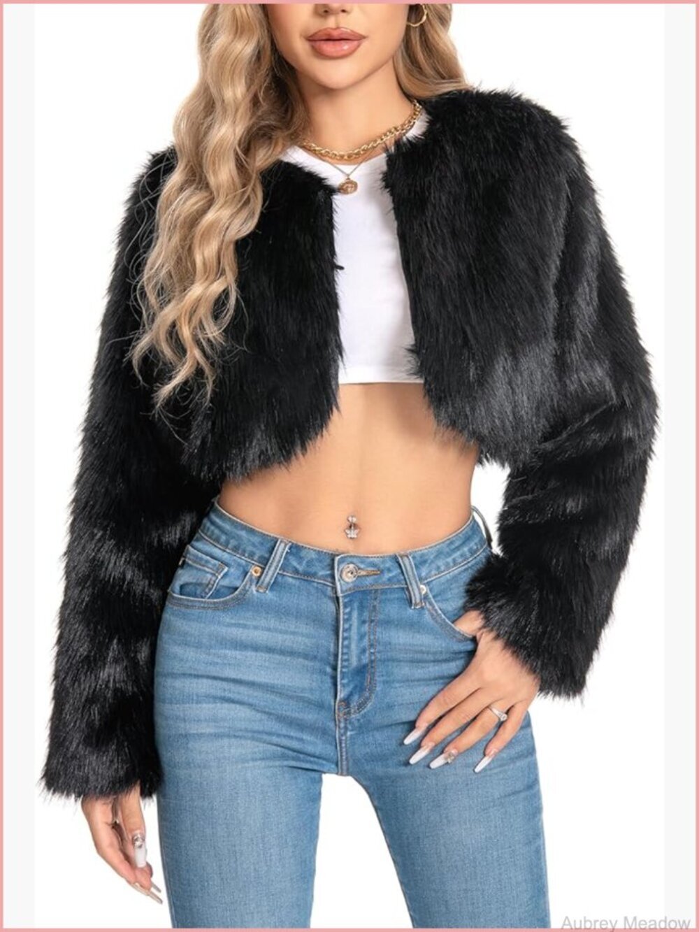 Cropped Faux Fur Coat Fluffy Winter Jacket Plus Size